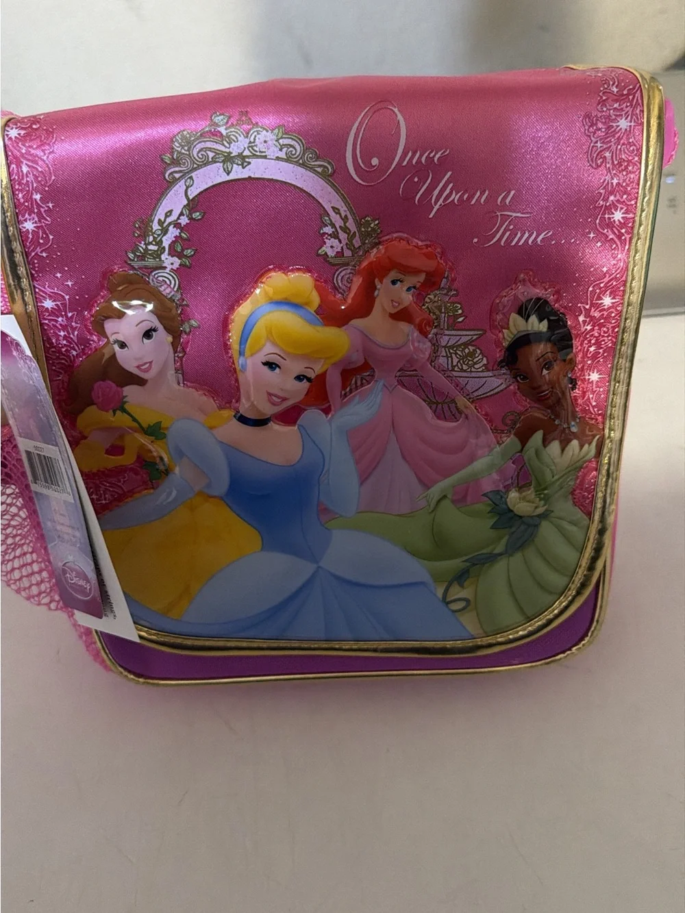 Disney Pink Glitter Princess Messenger Bag with Gold Trim